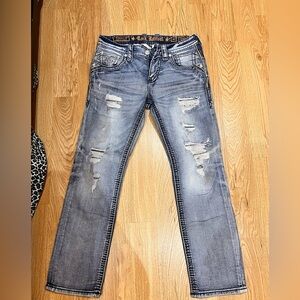 Rock Revival Blue Slim Fit Distressed Denim